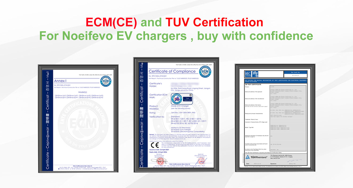 Noeifevo 15meters Mobile EV latauskaapeli , 3.7KW 16A Kannettava tyyppi 2 tyyppi 1 EV laturi Schuko kanssa