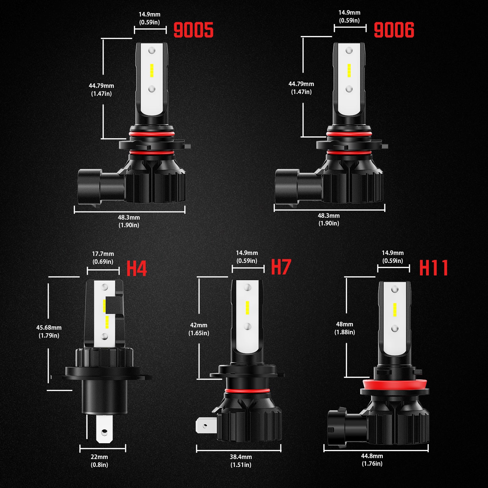 NOEIFEVO H7 H11 H4 9005 9006 Bombilla de Faros para Auto, 50W 10000 Lúmenes, 6500K Blanca, 50,000 Horas de Vida Útil, Luz Corta y Larga