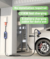 Noeifevo 11KW Caixa de embutir EV móvel, carregador de bateria de automóvel para todos os veículos de tipo 2, 5M/10M/15M, CEE16A