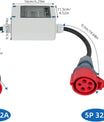 NOEIFEVO Mobiele Energie Meterdoos, 5G 2.5 CEE16A/CEE32A 5P Stekker en Stopcontact, Tussenmeter voor Campervans, Elektrische Voertuigen, Kamperen, E-auto's of Bedrijven