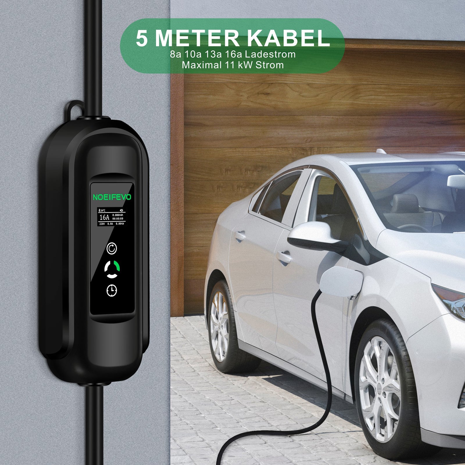 Sada nabíjacej stanice Noeifevo Type2 EV, nabíjací kábel 11KW 16A 5M EV, kábel na rýchle nabíjanie