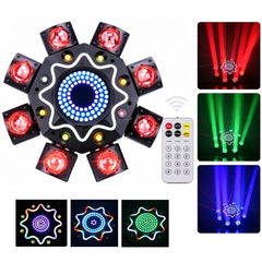 150W 8-Arm RGB Laser Moving Head Licht DJ Party Bühnenlicht, mit Fernbedienung, DMX512 Disco Licht für Party Konzert Bar Feiertage