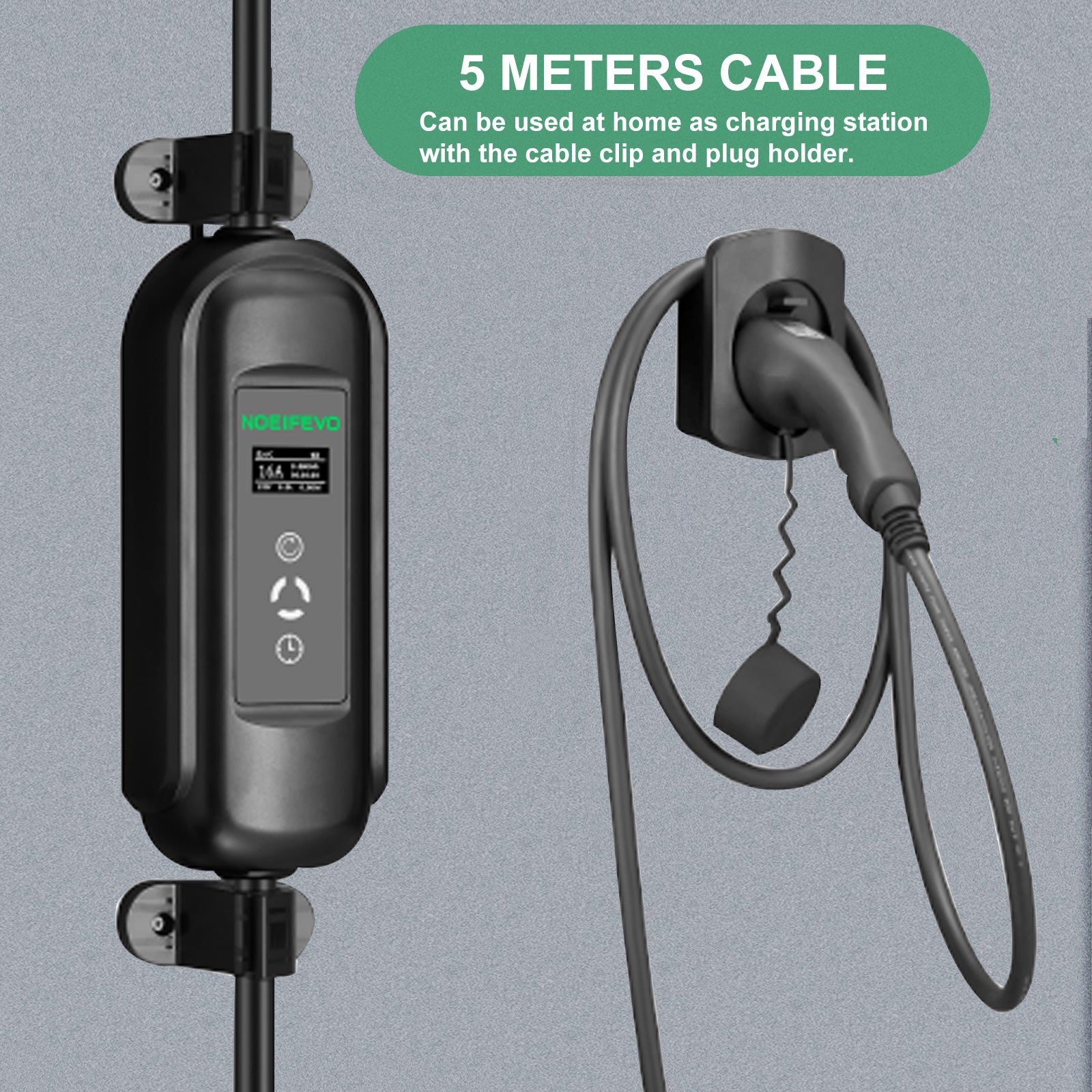 Noeifevo Type2 EV latausasemasarja, 16A 3-vaiheinen sähköajoneuvon latauslaite, CEE 16A Mobile EVSE Wallbox 5 metrin kaapelin kanssa