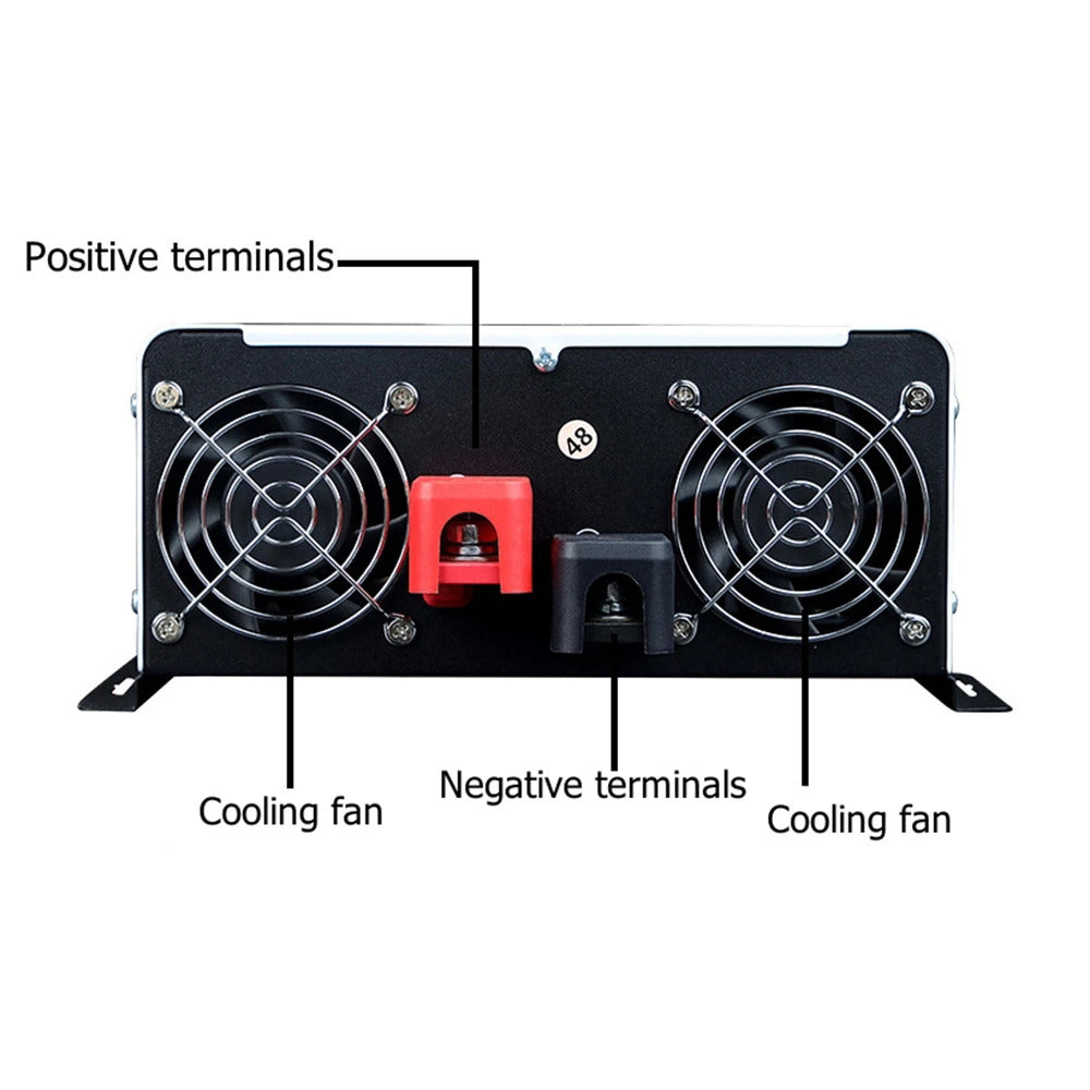 2500W bis 6000 W reiner Sinus-Wechselrichter, Wechselrichter 48V bis 230V reiner Sinus mit ferngesteuertem Doppelsteckdosen-Konverter