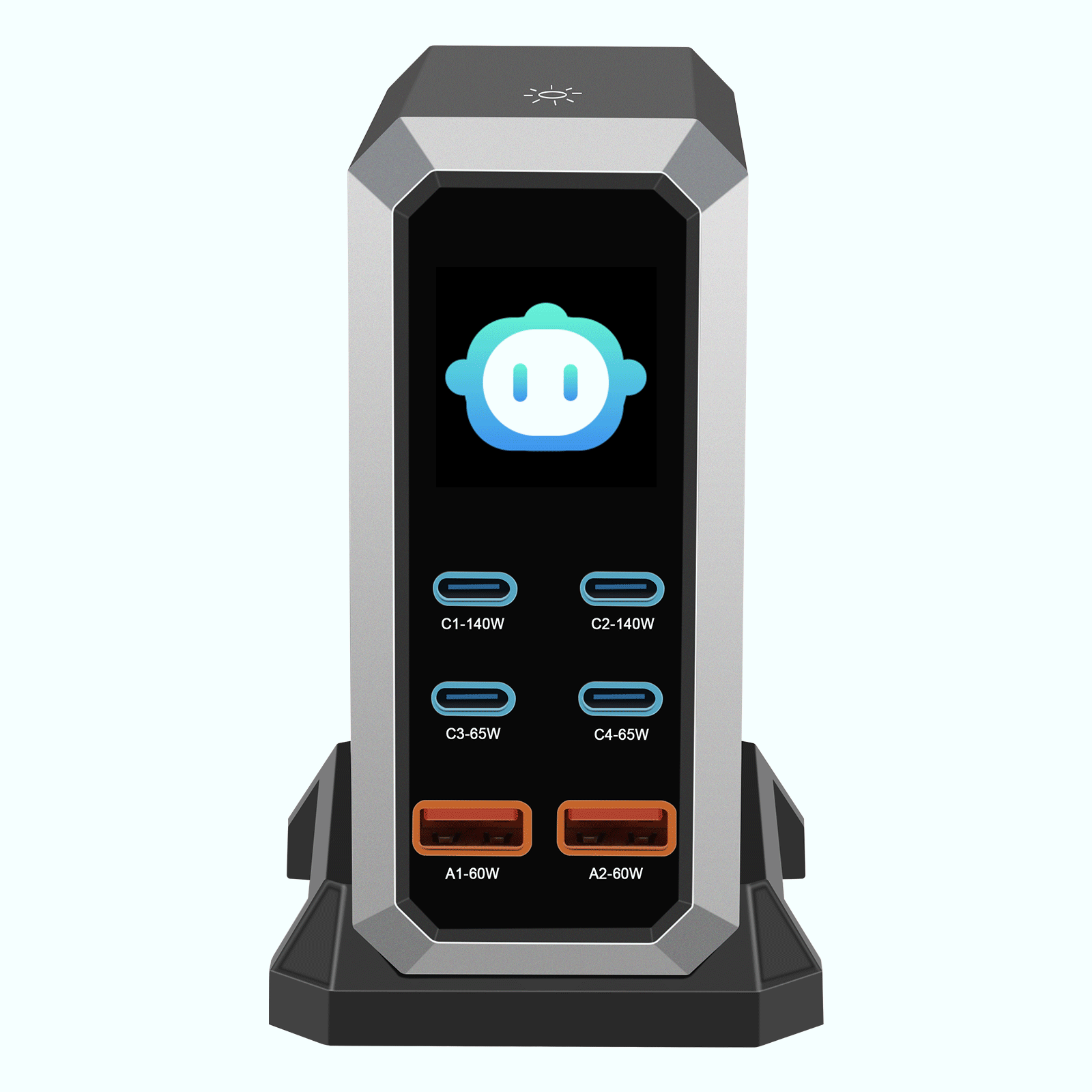 NOEIFEVO 240W USB-ladestasjon med 6 porter, PD3.1 140W USB Type-C & PPS/PD USB Type-A lader – stasjonær hurtigladestasjon kompatibel med MacBook, bærbare PC-er, nettbrett, iPhone, Samsung-smarttelefoner