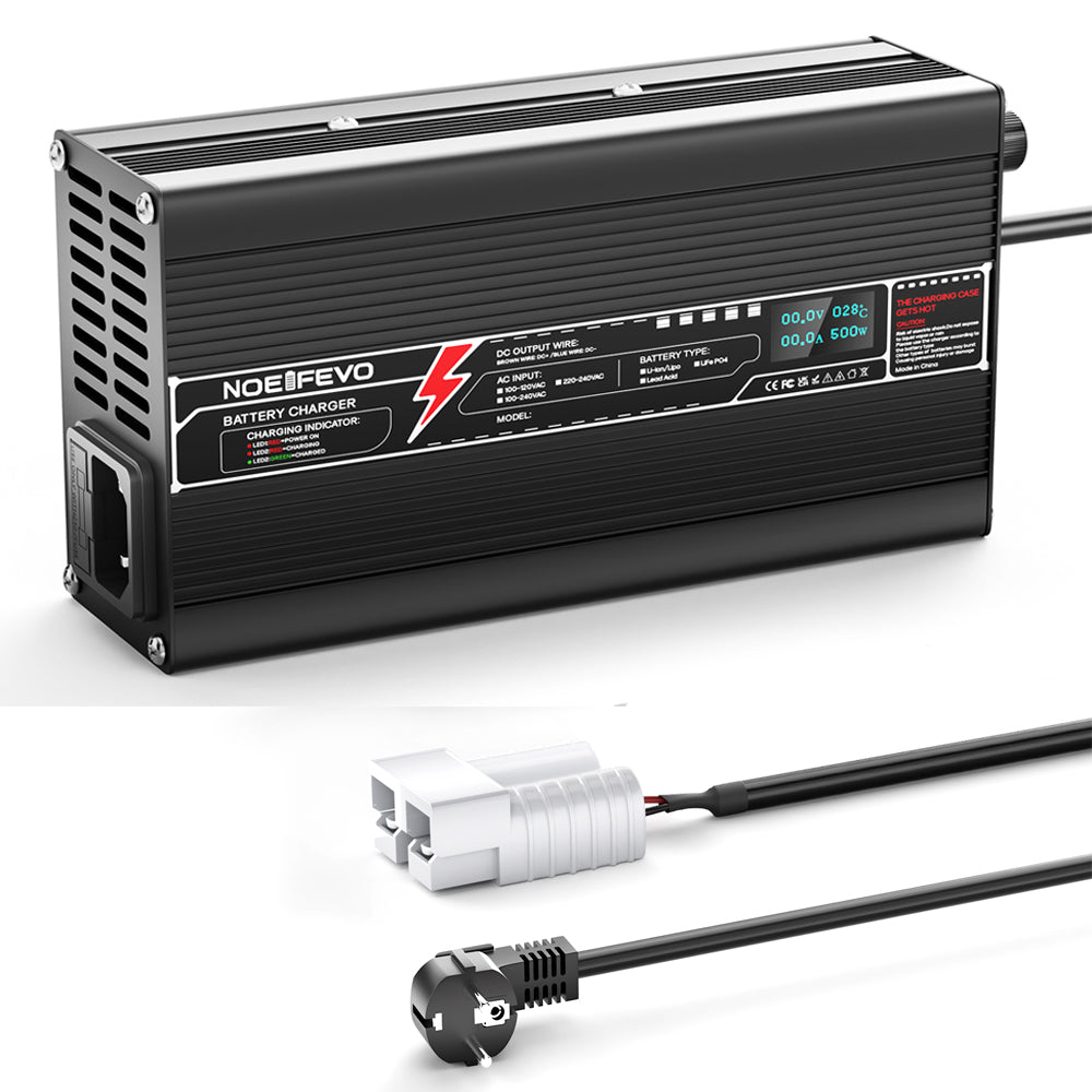 NOEIFEVO 14.6V 15A  Lithium LiFePO4 Batterieladegerät für 4S 12.8V LiFePO4-Batterie , mit Lüfter, Aluminiumgehäuse, LCD-Bildschirm