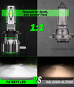 FATEEYE H7 LED Scheinwerfer Kit 10000LM 50W Fern/Abblendlicht 6500K Weiß Halogen(2Stück)