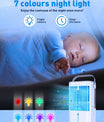 Ar-condicionado móvel 4 em 1, mini resfriador de ar econômico com grande reservatório de água (1200 ml), resfriamento por evaporação em 3 níveis, LED de 7 cores, timer e baixo nível de ruído para home office e quarto