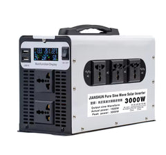 Ren sinusvågsomvandlare 1500W/3000W DC 12V 24V 48V 60V 72V till AC 220V 50Hz, konverterare för sol- och bilbatterier, med LED-display