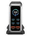 NOEIFEVO 240W USB-ladestasjon med 6 porter, PD3.1 140W USB Type-C & PPS/PD USB Type-A lader – stasjonær hurtigladestasjon kompatibel med MacBook, bærbare PC-er, nettbrett, iPhone, Samsung-smarttelefoner