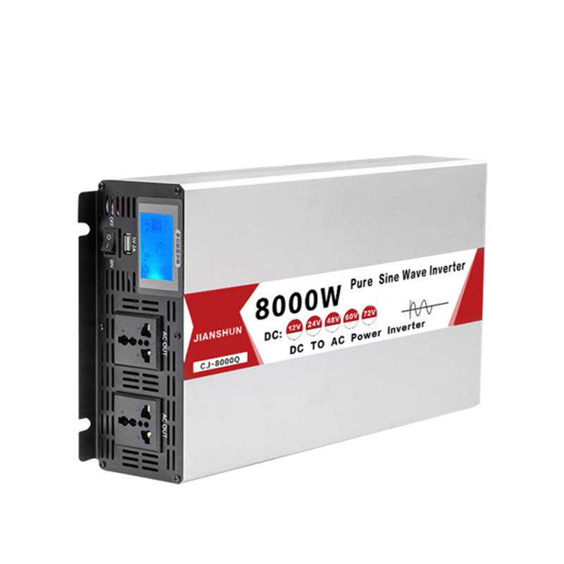 12V 24V 48V 60V 72V 96V tot 220V zuivere sinus omvormer, 4000W 8000W zonne-omvormer met USB-display converter