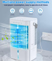 Ar-condicionado móvel 4 em 1, mini resfriador de ar econômico com grande reservatório de água (1200 ml), resfriamento por evaporação em 3 níveis, LED de 7 cores, timer e baixo nível de ruído para home office e quarto