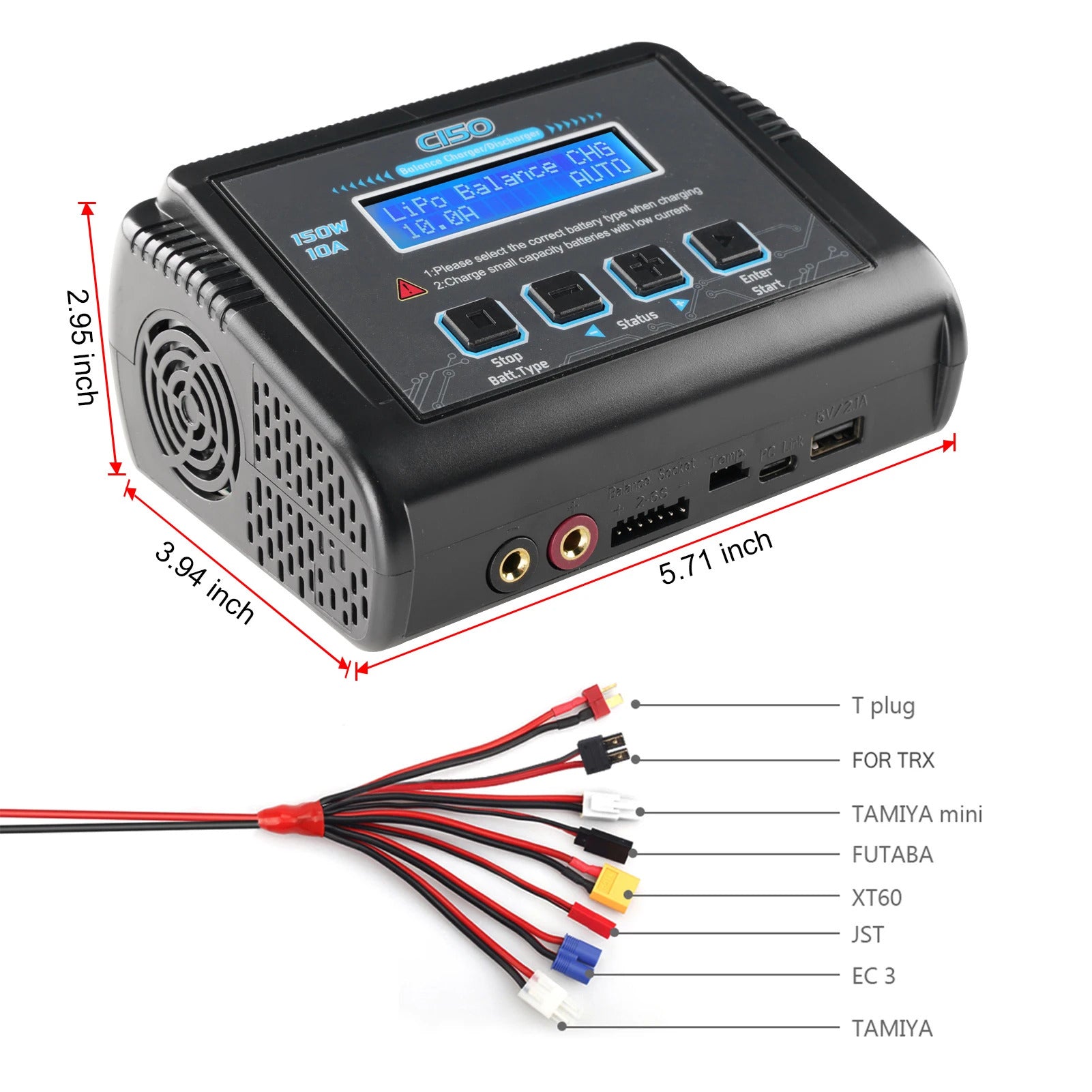 NOEIFEVO C150 AC/DC 150W 10A RC Balance Carregador e Descargador para Baterias LiPo LiHV LiFe Lilon NiCd NiMh Pb