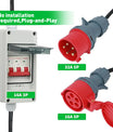 NOEIFEVO CEE-Adapter 32A-Stecker auf 16A-Kupplung mit Schutzschalter, 3-Phasen, 400V 5-polig, 32A auf 16A Stromadapter mit Schutz für EV-Ladegeräte, Industrie-Stromadapter