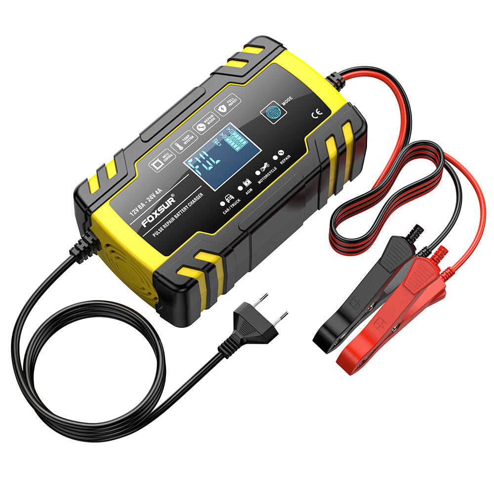 12V 8A / 24V 4A auton akkulaturi, pulssikorjauslaturi kaikille 12V ja 24V lyijyhappo-, AGM-, GEL- ja syväpurkausakuille