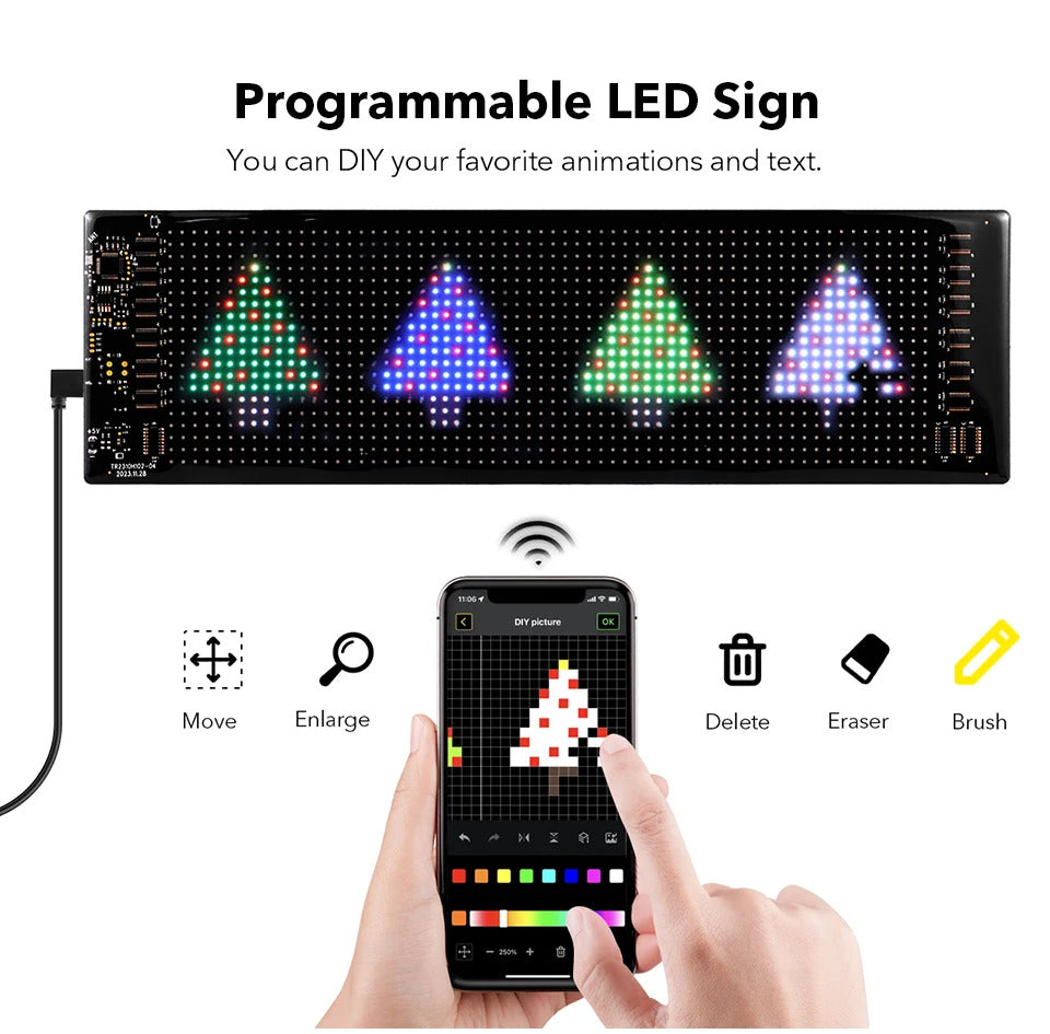 NOEIFEVO bilbelysning, LED-ögon för lastbilar, programmerbar LED-rullande textdisplay för bilar och lastbilar, text, graffiti, unikt fordonsemblemljus