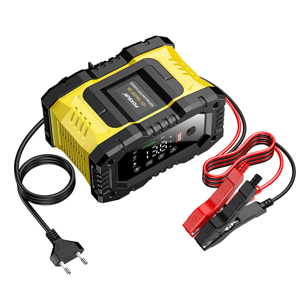 NOEIFEVO 10A Cargador de batería de automóvil, cargador de batería LiFePO4 12V 24V, cargador de batería inteligente para automóvil, cargador de batería con compensación de temperatura para automóviles, camiones, motocicletas, cortacésped