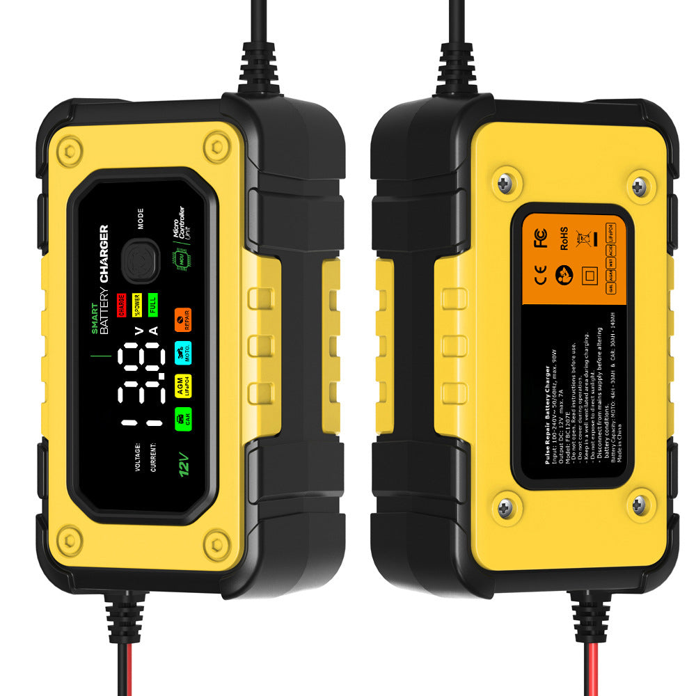 NOEIFEVO 7A Autobatteri Lader, 12V Smart Fuldt Automatisk Bilbatteri Lader med Temperaturkompensation til Bil, Lastbil, Motorcykel, Plæneklipper, Båd og Marinebatterier