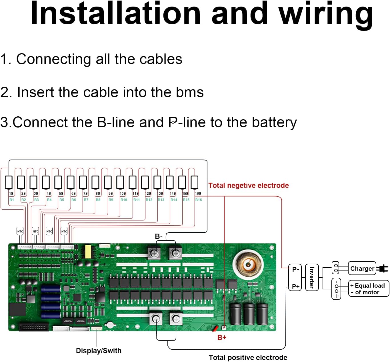 BMS 8S–16S 24V–48V 200A para almacenamiento de energía en el hogar con balance activo de 2A, Bluetooth integrado y comunicación RS485/CAN para sistemas solares
