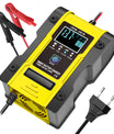 Carregador de bateria para carro e moto 12V 6A / 24V 3A, carregador inteligente multifuncional de reparação com detecção de temperatura para baterias de chumbo-ácido, AGM, gel, ciclo profundo, lítio e LiFePO4