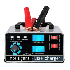 Smart batteriladdare 12V 30A / 24V 15A, bilbatteriladdare med underhållsfunktion och smart pulserande reparation för bil, lastbil, båt och motorcykel