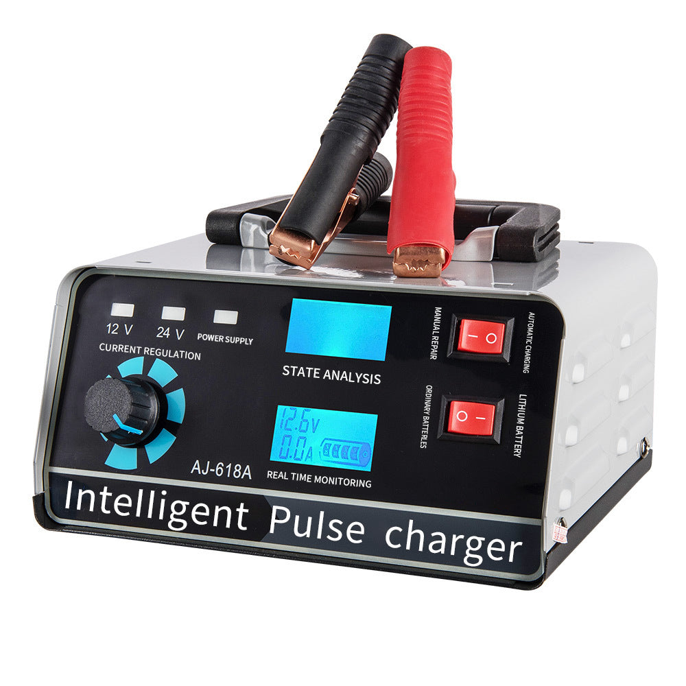 Smart batteriladdare 12V 30A / 24V 15A, bilbatteriladdare med underhållsfunktion och smart pulserande reparation för bil, lastbil, båt och motorcykel