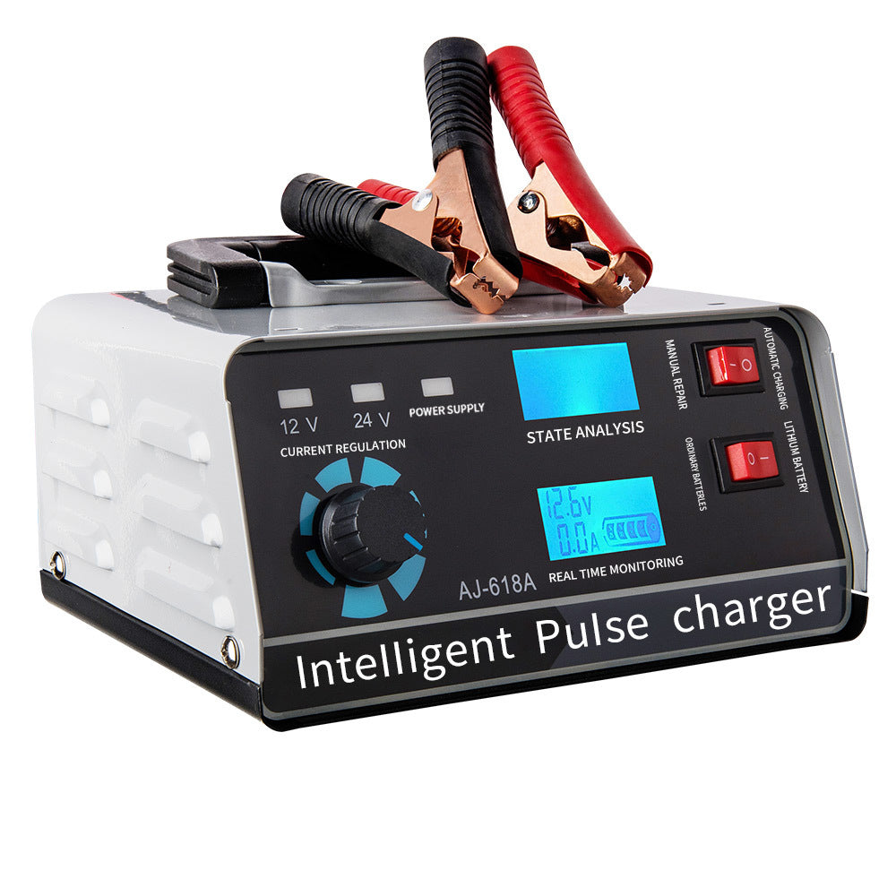 Smart batteriladdare 12V 30A / 24V 15A, bilbatteriladdare med underhållsfunktion och smart pulserande reparation för bil, lastbil, båt och motorcykel