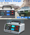 Smart batteriladdare 12V 30A / 24V 15A, bilbatteriladdare med underhållsfunktion och smart pulserande reparation för bil, lastbil, båt och motorcykel