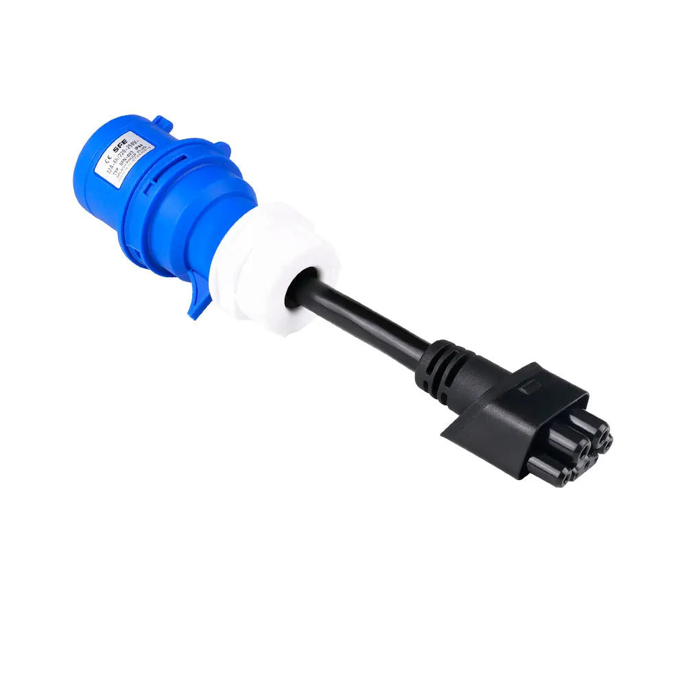 Adaptador de energia azul monofásico CEE32A, compatível com Tesla Model X, S, Y e carregador EV de segunda geração.