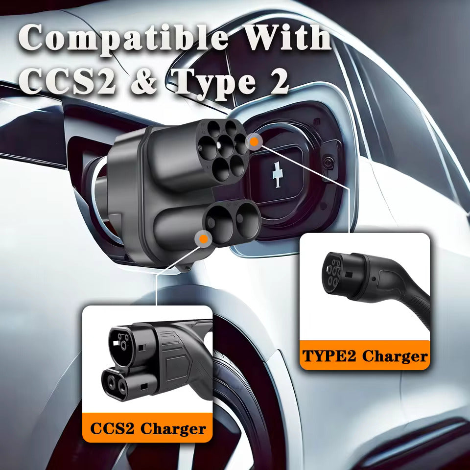 Adaptador de carregador EV NOEIFEVO CCS2 e Tipo 2 para Tesla NACS, AC 32A DC 400A, compatível com Tesla Model 3/X/Y, fabricado nos EUA, adaptador combinado CCS2, suporta carregadores CCS2 e Tipo 2