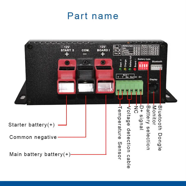 NOEIFEVO Cargador inteligente de 12 V 30 A CC a CC con amplificador, compatible con aplicación Bluetooth, para batería LiFePO4, batería de litio, plomo ácido AGM