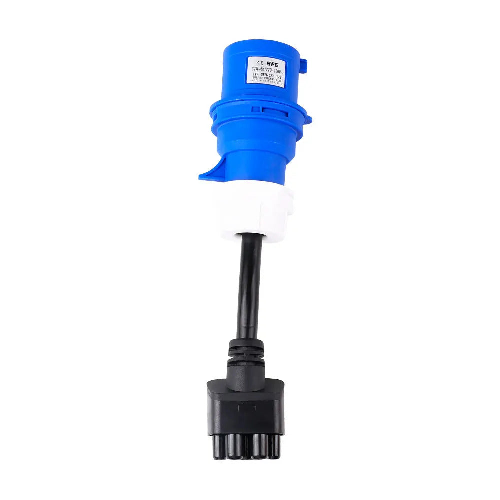 Adaptador de energia azul monofásico CEE32A, compatível com Tesla Model X, S, Y e carregador EV de segunda geração.