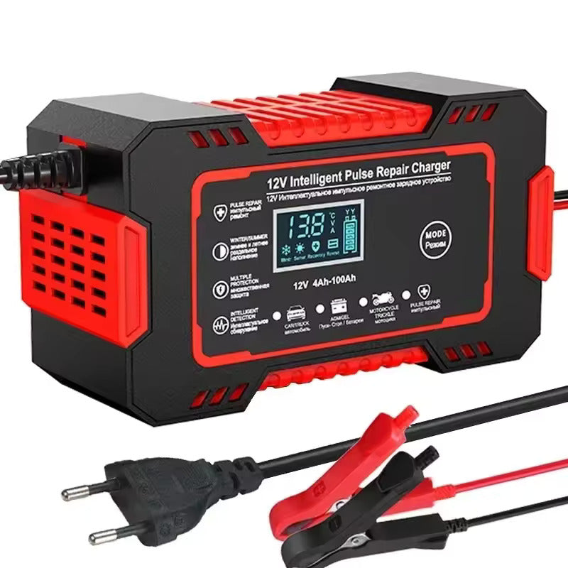 Auton akkulaturi 12V 6A, pulssikorjauslaturi LCD-tä kosketusnäytöllä, kaikille 12V lyijyhappo-akkuille ja käynnistysakuille
