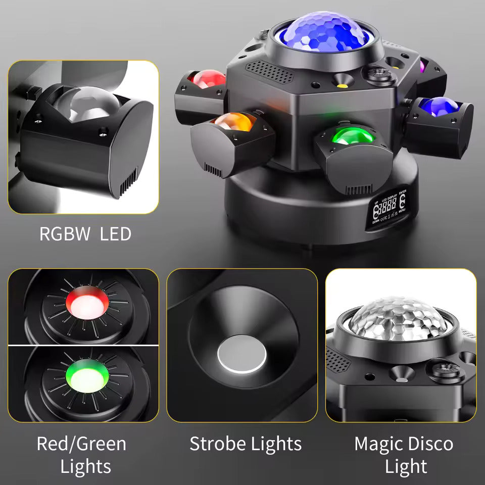 120W Sechsarmige Bühnenleuchte, Moving Head Licht mit RGBW 4-in-1-Effekt und DMX512-Steuerung, geeignet für Diskotheken, Partys, Konzerte, Kirchen, Hochzeiten und Theater.