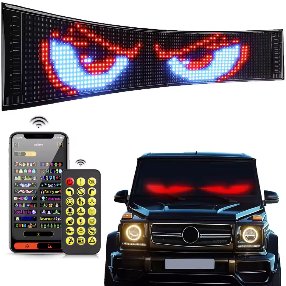 NOEIFEVO bilbelysning, LED-ögon för lastbilar, programmerbar LED-rullande textdisplay för bilar och lastbilar, text, graffiti, unikt fordonsemblemljus