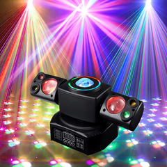 60W Moving Head Partylicht, 2-Arm RGBW Beam Disco-Partylicht mit Fernbedienung, DMX512 Bühneneffekt DJ-Licht für Veranstaltungen, Club, Weihnachten