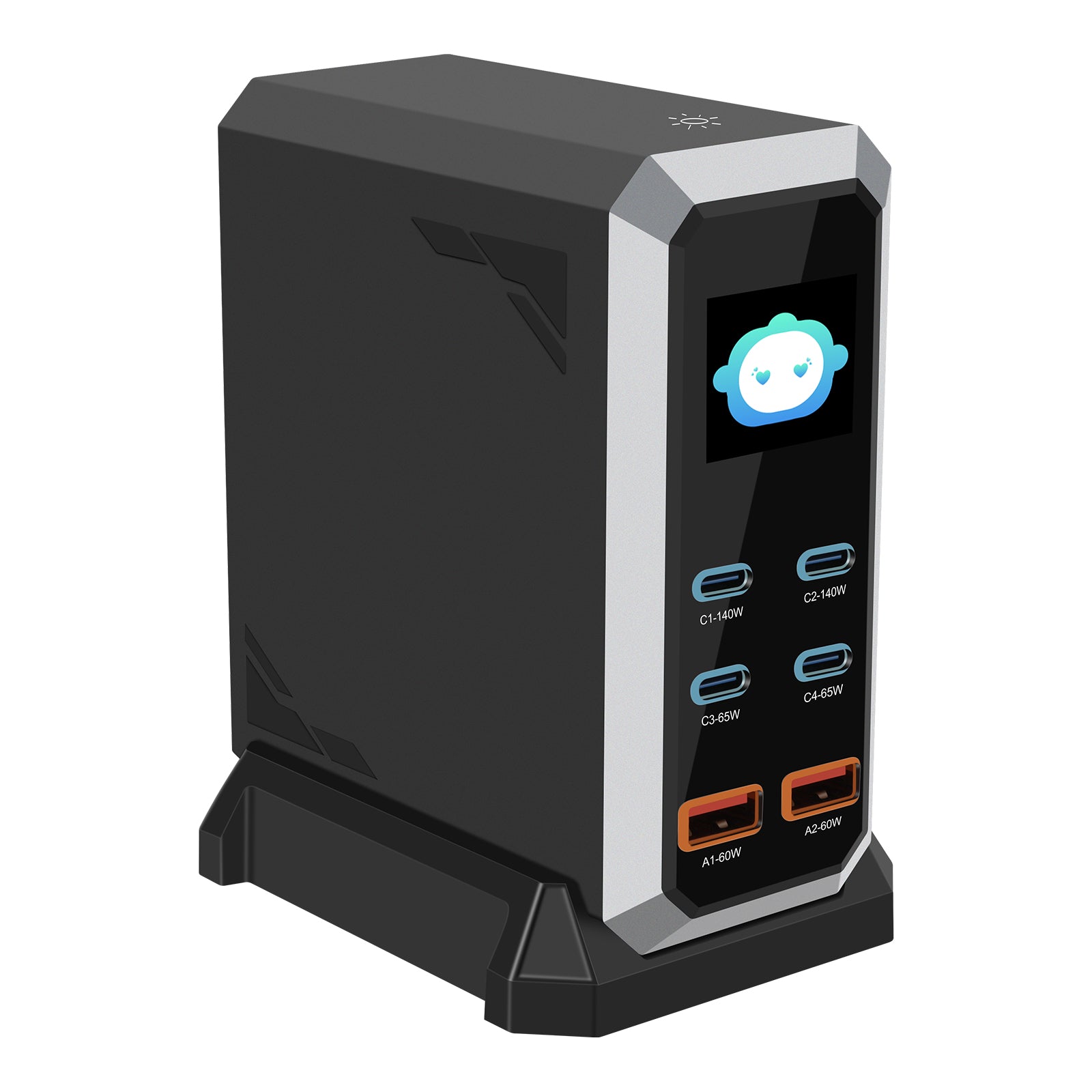 NOEIFEVO 240W USB-ladestasjon med 6 porter, PD3.1 140W USB Type-C & PPS/PD USB Type-A lader – stasjonær hurtigladestasjon kompatibel med MacBook, bærbare PC-er, nettbrett, iPhone, Samsung-smarttelefoner