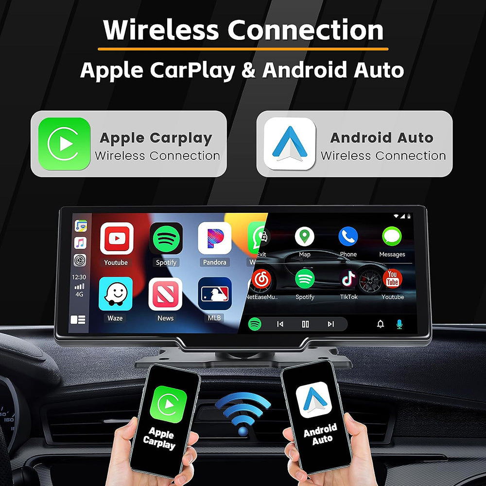 NOEIFEVO C200 10,26 Zoll CarPlay ekran, przenośne radio samochodowe kompatybilne z Apple CarPlay i Android Auto, ekran IPS dotykowy, 4K kamera samochodowa, 1080P kamera tylna, Siri, nawigacja GPS, Bluetooth, MirrorLink, FM