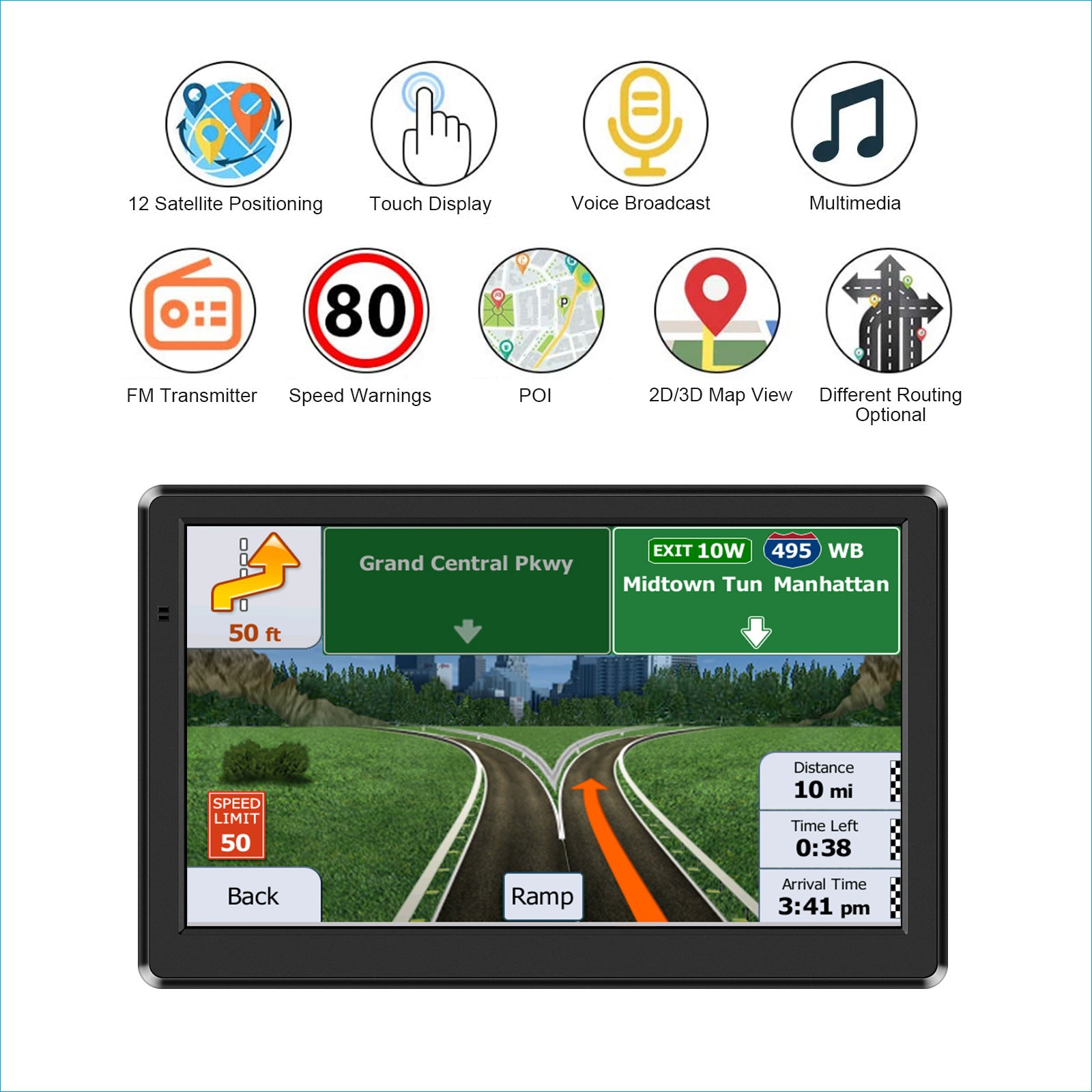 NOEIFEVO X20 GPS Navigation, 7 Zoll Touchscreen mit Europa-Karten, 8GB 256MB, mehrsprachig, Unterstützung FM, für PKWs/Transporter/LKWs