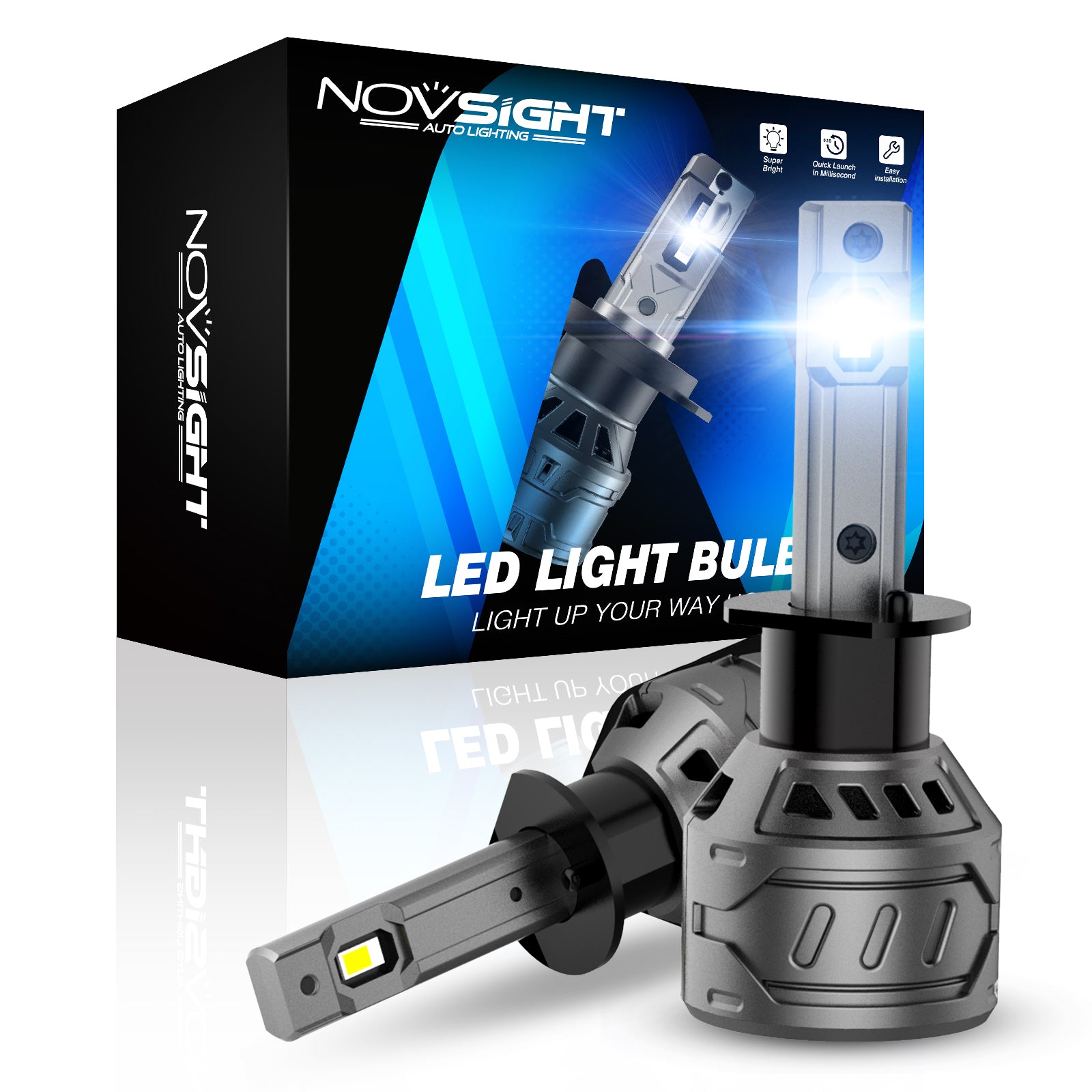NOVSIGHT H1 Auto LED Scheinwerfer Kit 60W 13000LM 6500K Weiß (2Stück)