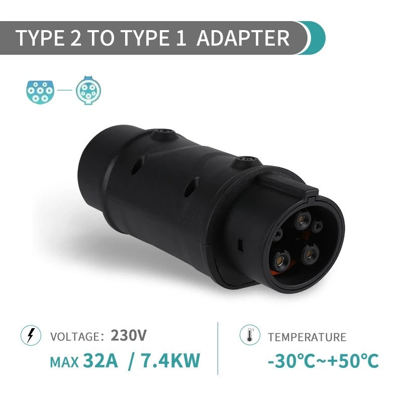 Type 2 til Type 1 adapter til elbilsoplader, Type 2 EV-oplader til opladning af Type 1 EV-bil